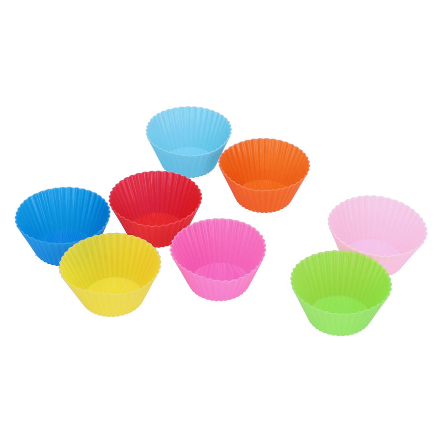 8Pcs set 7cm/2.8in Silicone Baking Cup Reusable Round Cake Mold HeatResistant Cake Cup