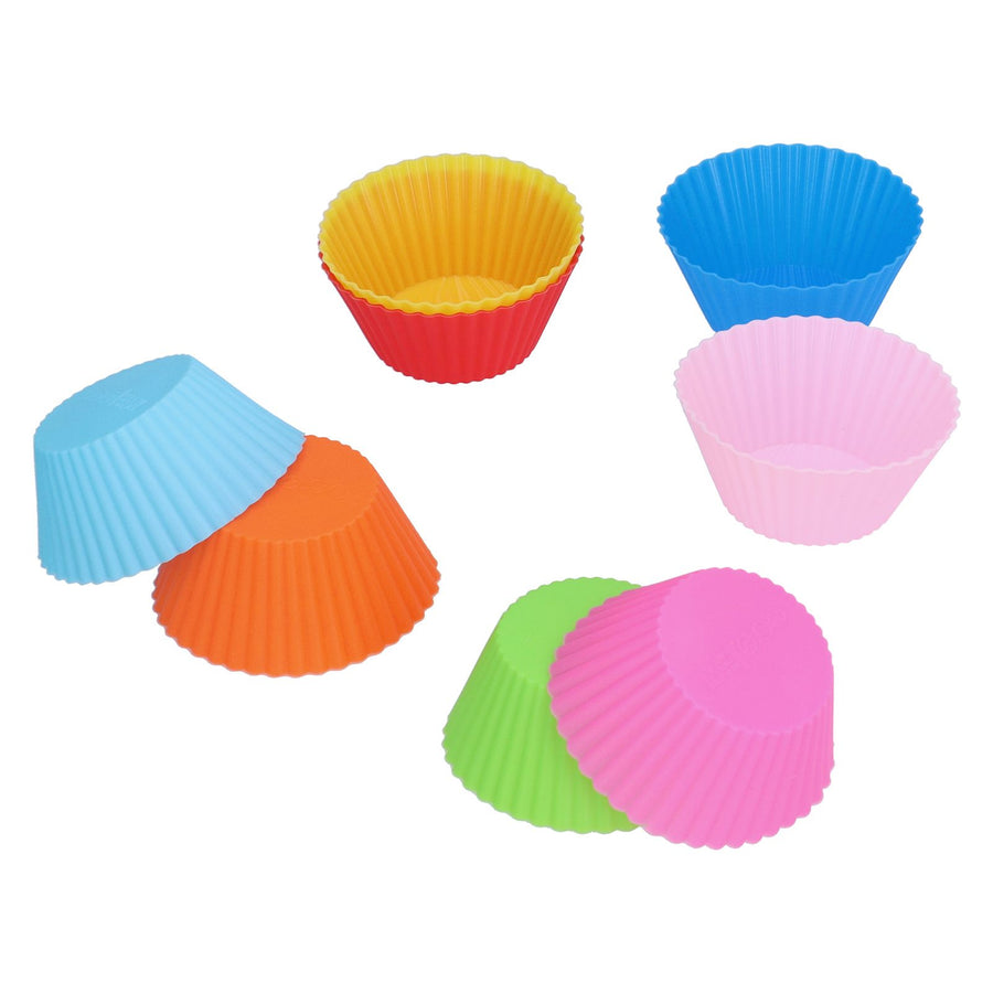 8Pcs set 7cm/2.8in Silicone Baking Cup Reusable Round Cake Mold HeatResistant Cake Cup