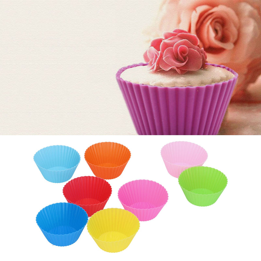 8Pcs set 7cm/2.8in Silicone Baking Cup Reusable Round Cake Mold HeatResistant Cake Cup