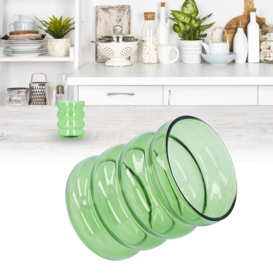 Bamboo Joint Design High Borosilicate Glass Cup HeatResistant Drinking Cup for Milk Beer Coffee(Green )