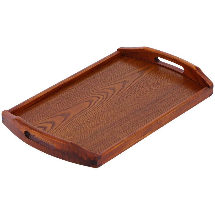45x27x4.5cm Rectangular Wooden Tray Portable Tea Dessert Fruit Tray with Handle for Home Hotel