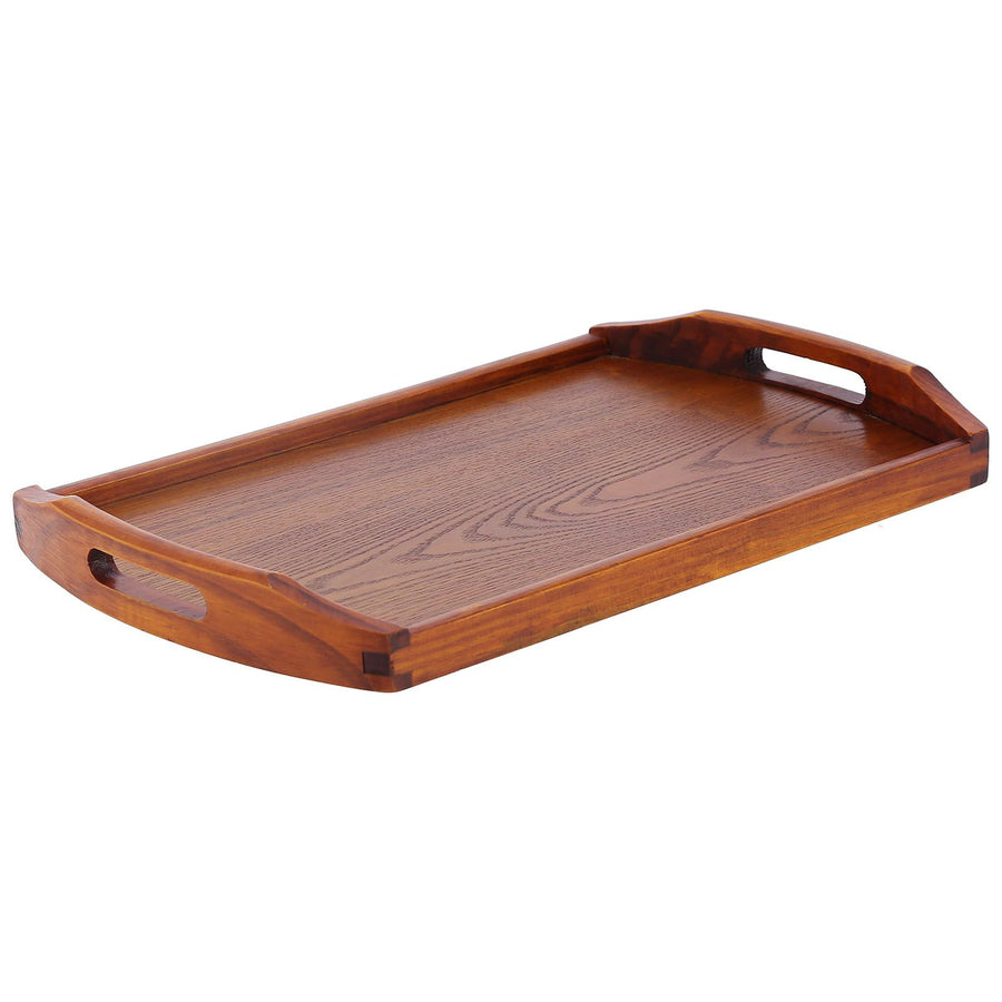 45x27x4.5cm Rectangular Wooden Tray Portable Tea Dessert Fruit Tray with Handle for Home Hotel