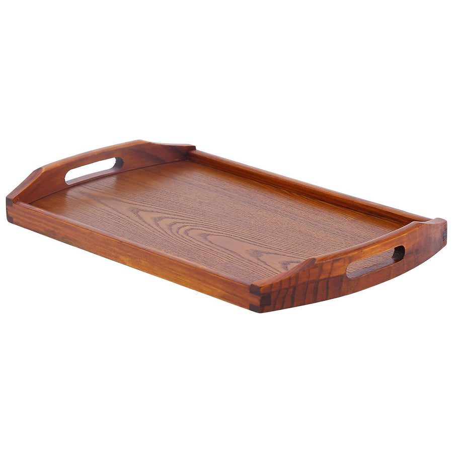 45x27x4.5cm Rectangular Wooden Tray Portable Tea Dessert Fruit Tray with Handle for Home Hotel