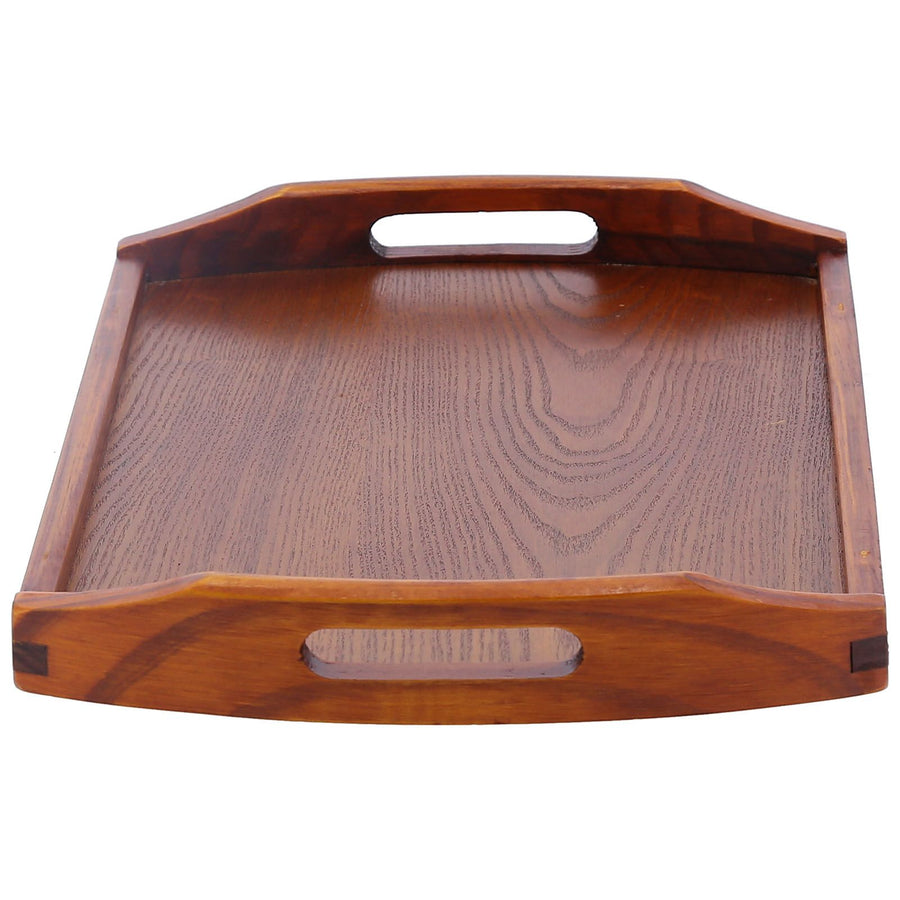 45x27x4.5cm Rectangular Wooden Tray Portable Tea Dessert Fruit Tray with Handle for Home Hotel