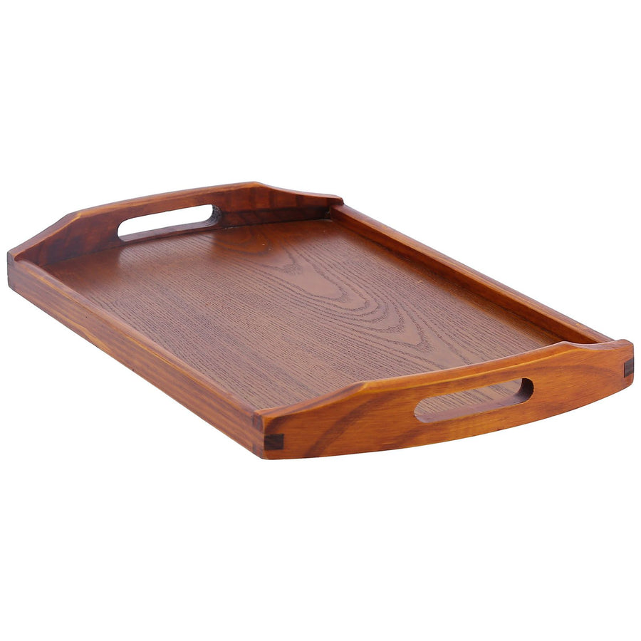 45x27x4.5cm Rectangular Wooden Tray Portable Tea Dessert Fruit Tray with Handle for Home Hotel