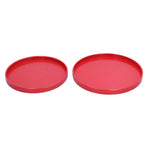 2Pcs/Set Red Round Tray Tea Cup Fruit Dessert Plate Serving Tray for Hotel Restaurant Home