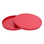 2Pcs/Set Red Round Tray Tea Cup Fruit Dessert Plate Serving Tray for Hotel Restaurant Home