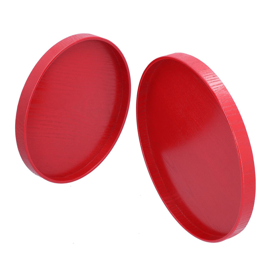 2Pcs/Set Red Round Tray Tea Cup Fruit Dessert Plate Serving Tray for Hotel Restaurant Home
