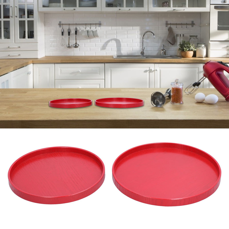 2Pcs/Set Red Round Tray Tea Cup Fruit Dessert Plate Serving Tray for Hotel Restaurant Home