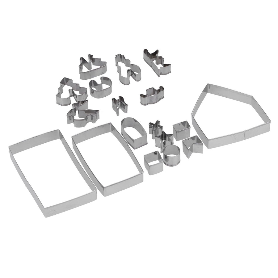 18Pcs/Set Stainless Steel Cookies Cutter Biscuits Mold Gingerbread House Mold DIY Baking Tool