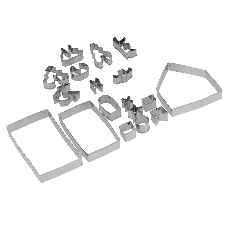 18Pcs/Set Stainless Steel Cookies Cutter Biscuits Mold Gingerbread House Mold DIY Baking Tool