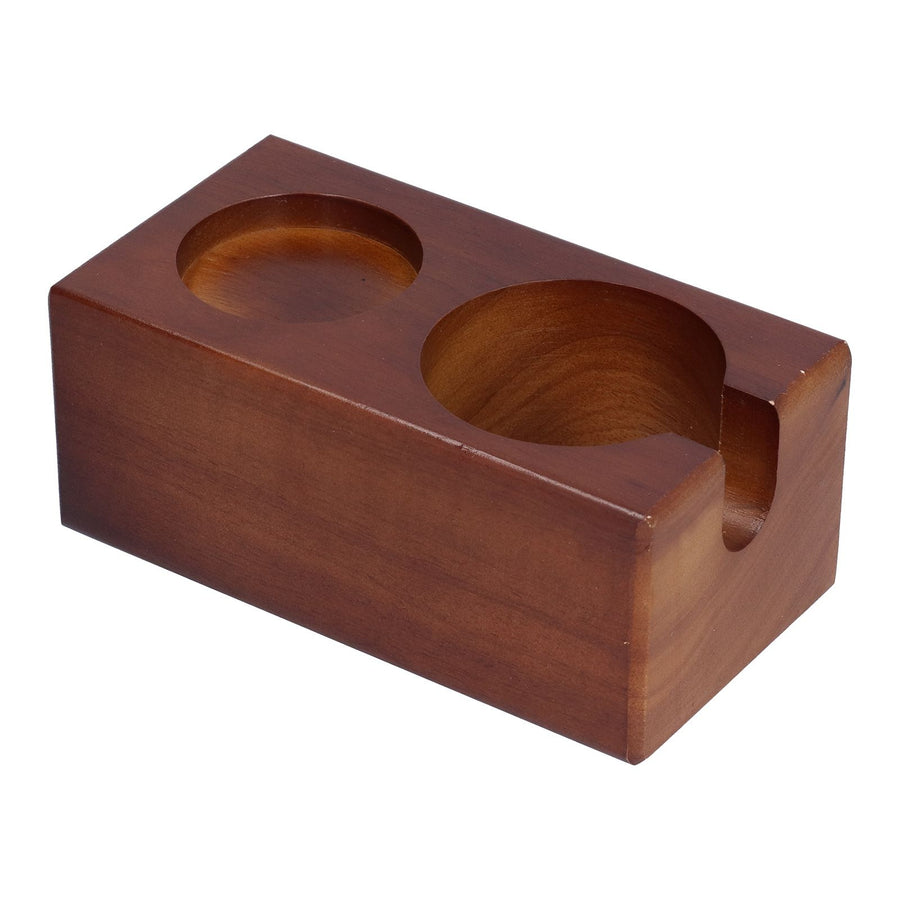 2 Hole Coffee Tamper Holder Beech Coffee Handle Mat Pad Stand for Home RestaurantExternal