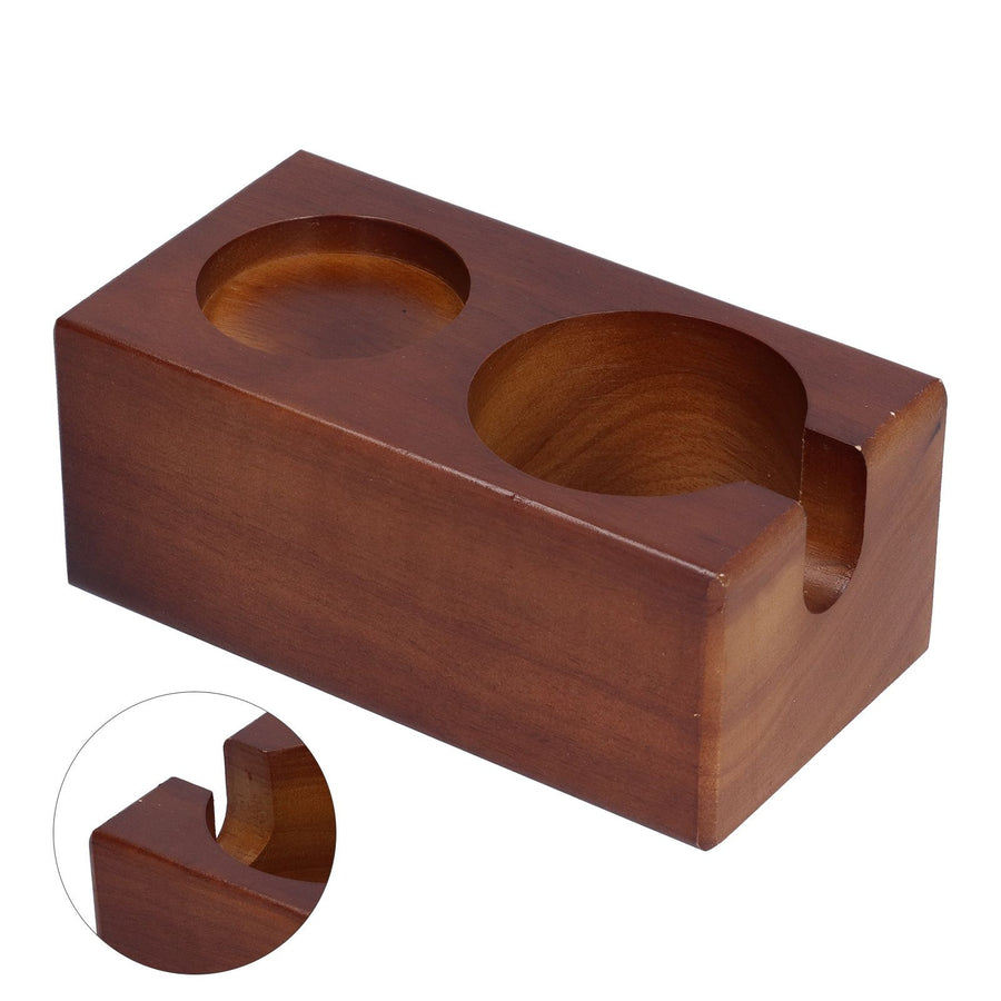 2 Hole Coffee Tamper Holder Beech Coffee Handle Mat Pad Stand for Home RestaurantExternal