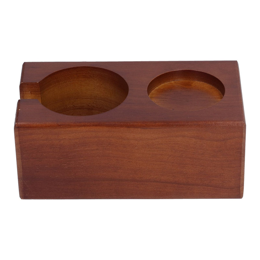 2 Hole Coffee Tamper Holder Beech Coffee Handle Mat Pad Stand for Home RestaurantExternal