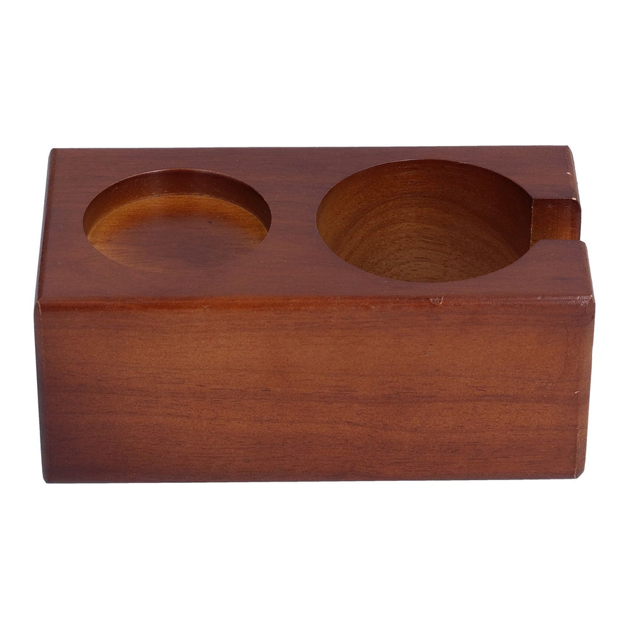 2 Hole Coffee Tamper Holder Beech Coffee Handle Mat Pad Stand for Home RestaurantExternal