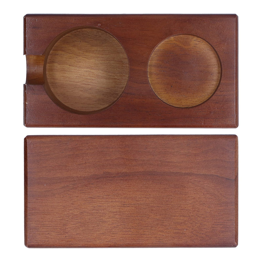 2 Hole Coffee Tamper Holder Beech Coffee Handle Mat Pad Stand for Home RestaurantExternal
