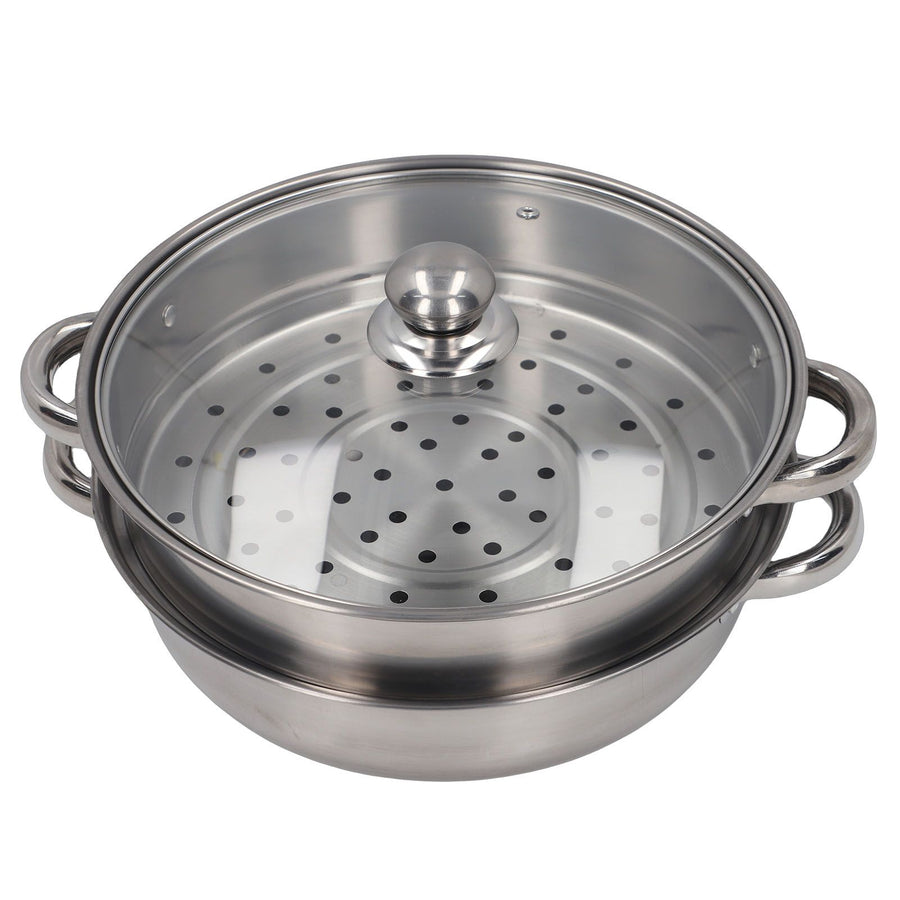 28cm/11.0in 2‑Layer Stainless Steel Steamer Pot Steaming Grid Cooking Pot with Handle