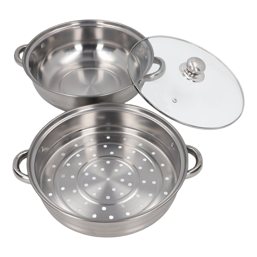 28cm/11.0in 2‑Layer Stainless Steel Steamer Pot Steaming Grid Cooking Pot with Handle