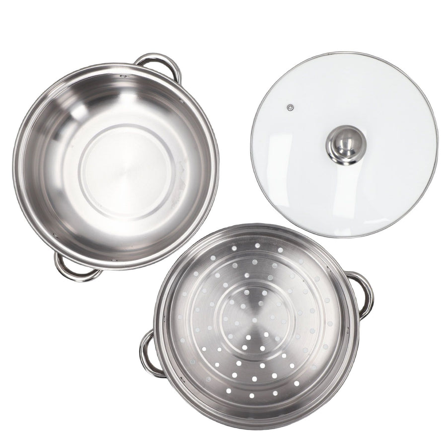 28cm/11.0in 2‑Layer Stainless Steel Steamer Pot Steaming Grid Cooking Pot with Handle