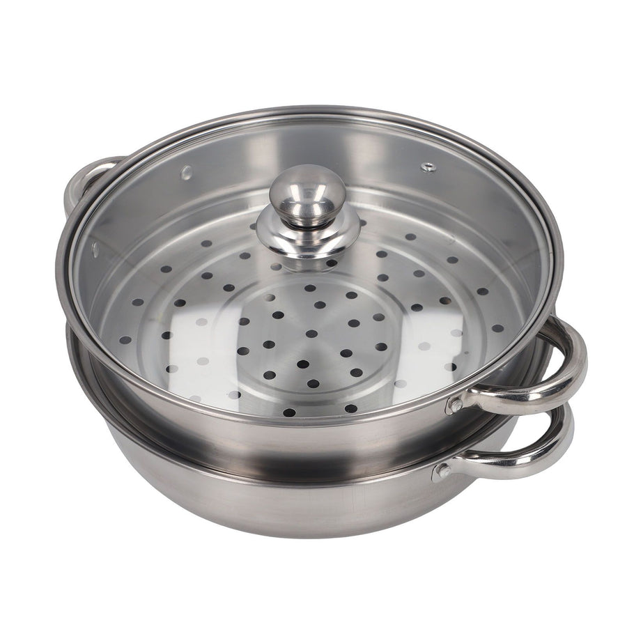 28cm/11.0in 2‑Layer Stainless Steel Steamer Pot Steaming Grid Cooking Pot with Handle