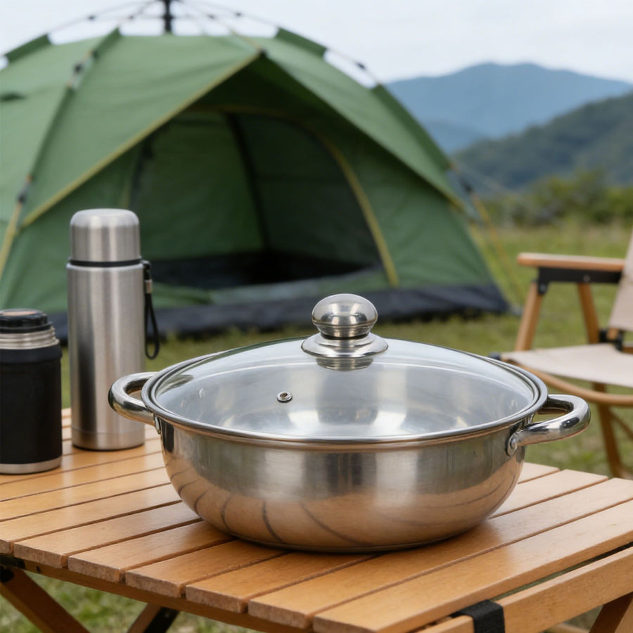 28cm/11.0in 2‑Layer Stainless Steel Steamer Pot Steaming Grid Cooking Pot with Handle