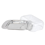 Quadrate Stainless Steel Butter Container Dish Cheese Keeper with Transparent Lid for Kitchen