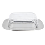 Quadrate Stainless Steel Butter Container Dish Cheese Keeper with Transparent Lid for Kitchen