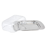 Quadrate Stainless Steel Butter Container Dish Cheese Keeper with Transparent Lid for Kitchen