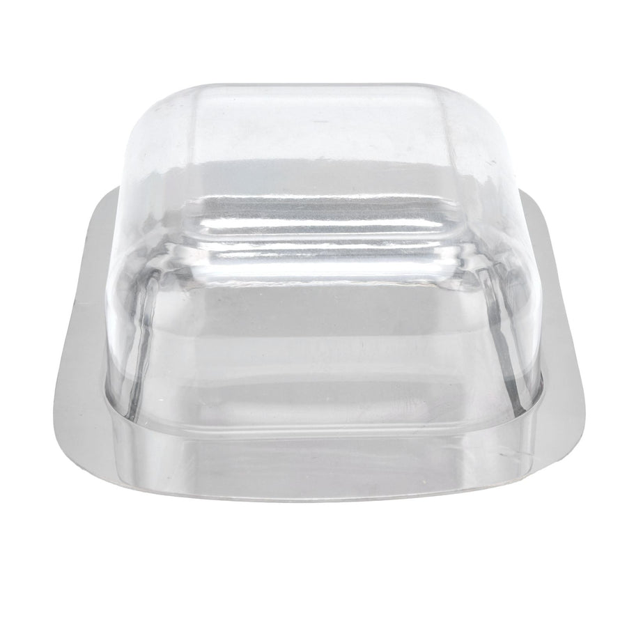 Quadrate Stainless Steel Butter Container Dish Cheese Keeper with Transparent Lid for Kitchen