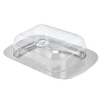 Quadrate Stainless Steel Butter Container Dish Cheese Keeper with Transparent Lid for Kitchen