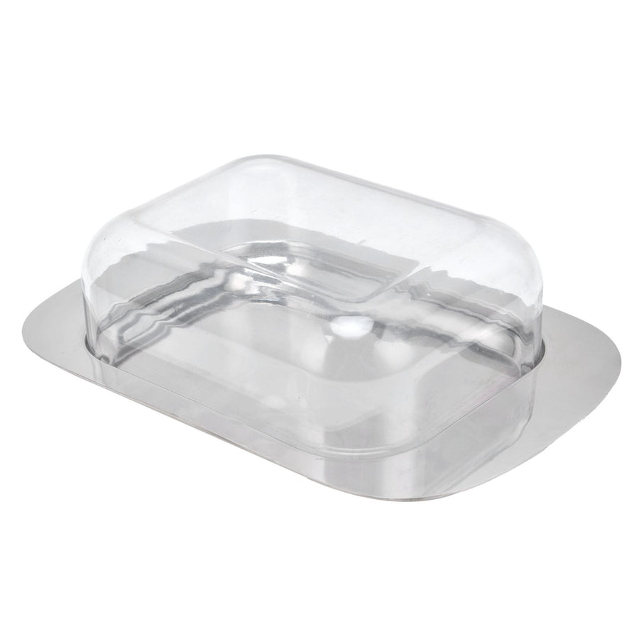 Quadrate Stainless Steel Butter Container Dish Cheese Keeper with Transparent Lid for Kitchen