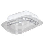 Quadrate Stainless Steel Butter Container Dish Cheese Keeper with Transparent Lid for Kitchen