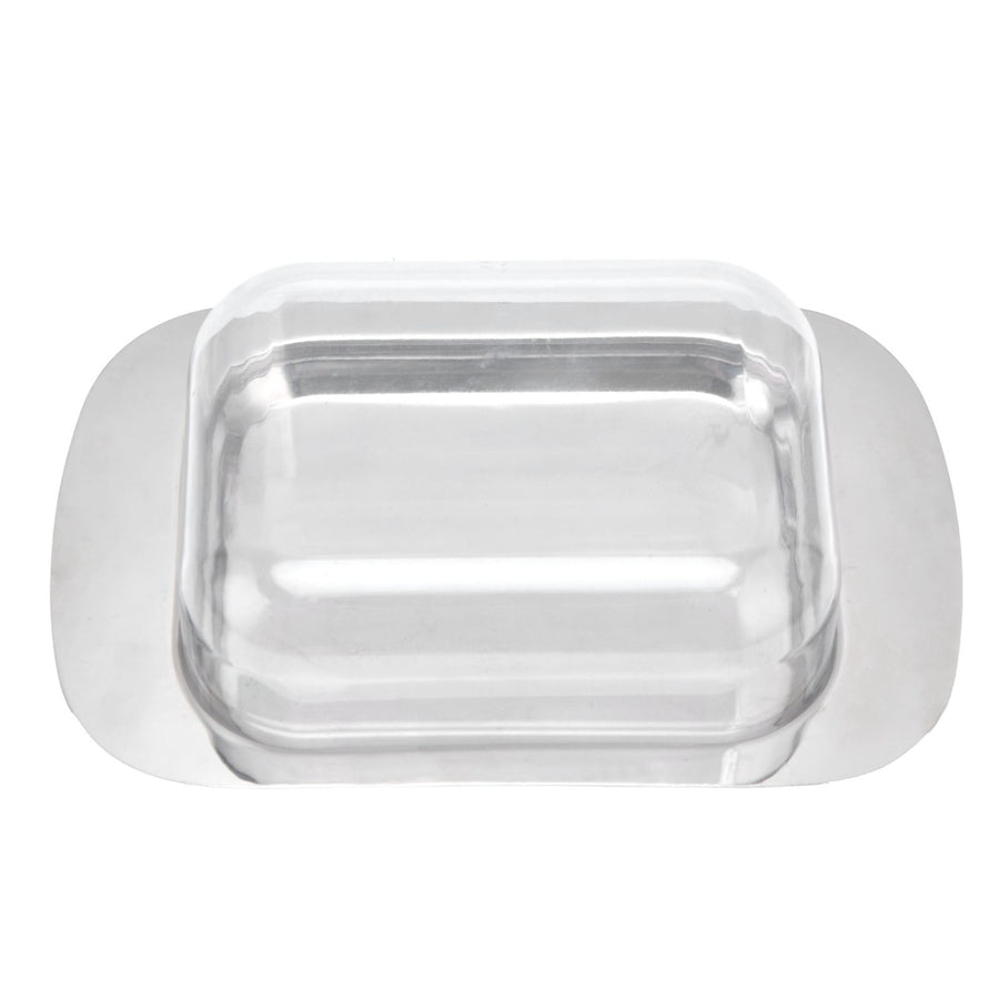 Quadrate Stainless Steel Butter Container Dish Cheese Keeper with Transparent Lid for Kitchen