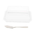 Quadrate Plastic Butter Storage Box Butter Cutter Cheese Container with Transparent LidTransparent