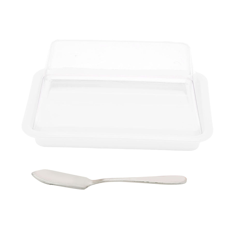 Quadrate Plastic Butter Storage Box Butter Cutter Cheese Container with Transparent LidTransparent