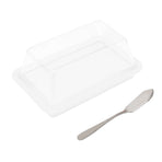Quadrate Plastic Butter Storage Box Butter Cutter Cheese Container with Transparent LidTransparent