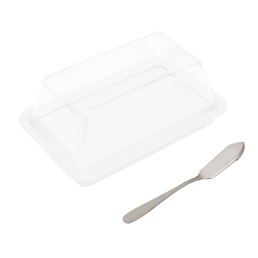 Quadrate Plastic Butter Storage Box Butter Cutter Cheese Container with Transparent LidTransparent