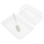Quadrate Plastic Butter Storage Box Butter Cutter Cheese Container with Transparent LidTransparent