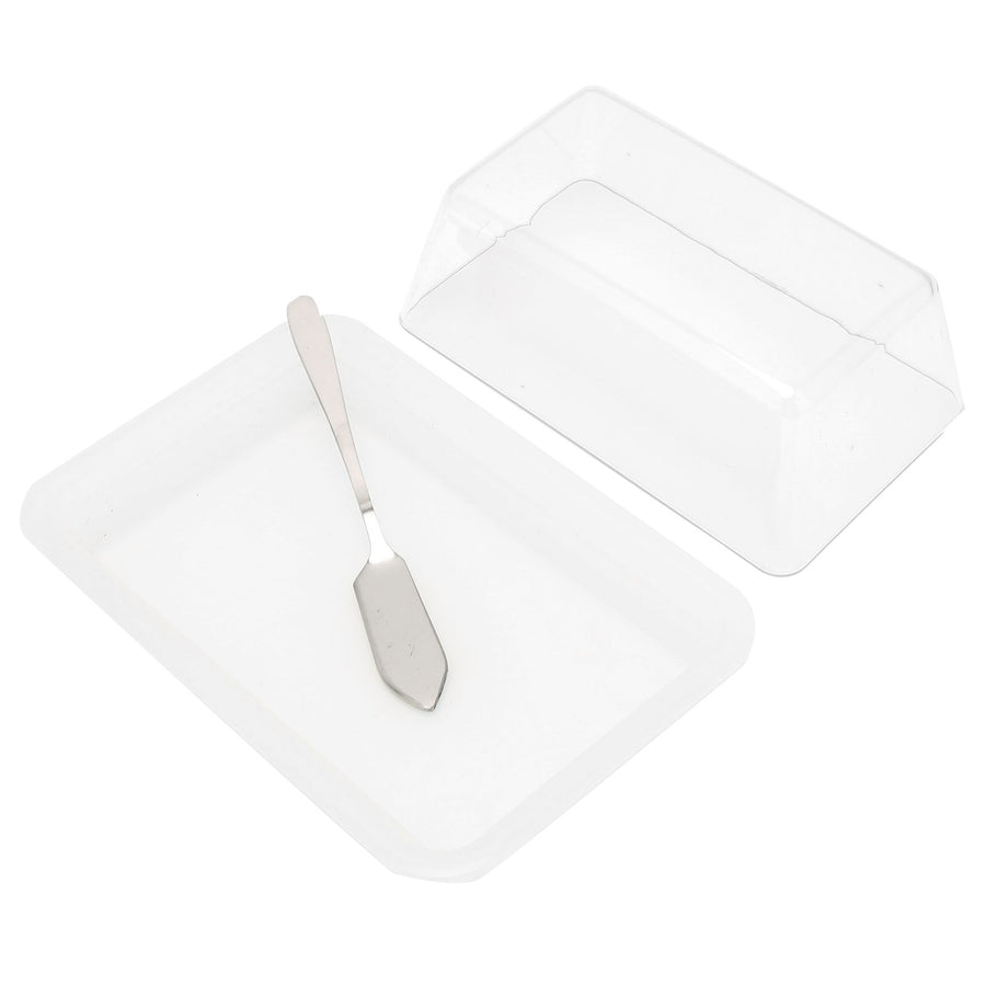 Quadrate Plastic Butter Storage Box Butter Cutter Cheese Container with Transparent LidTransparent