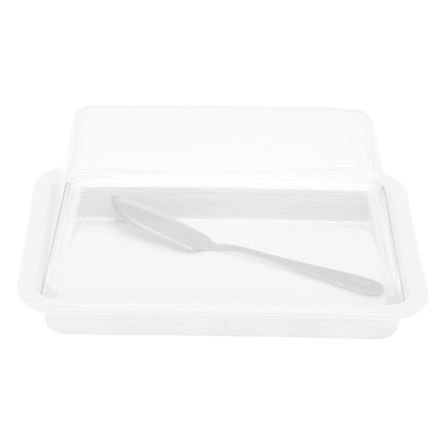 Quadrate Plastic Butter Storage Box Butter Cutter Cheese Container with Transparent LidTransparent