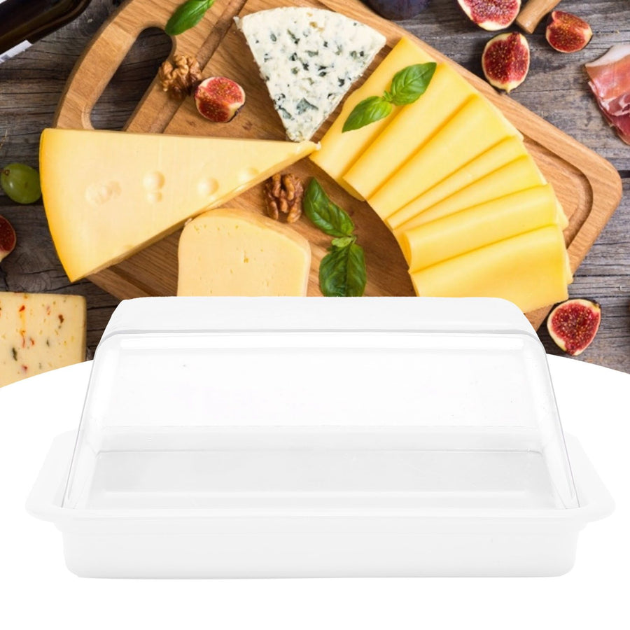 Quadrate Plastic Butter Storage Box Butter Cutter Cheese Container with Transparent LidTransparent