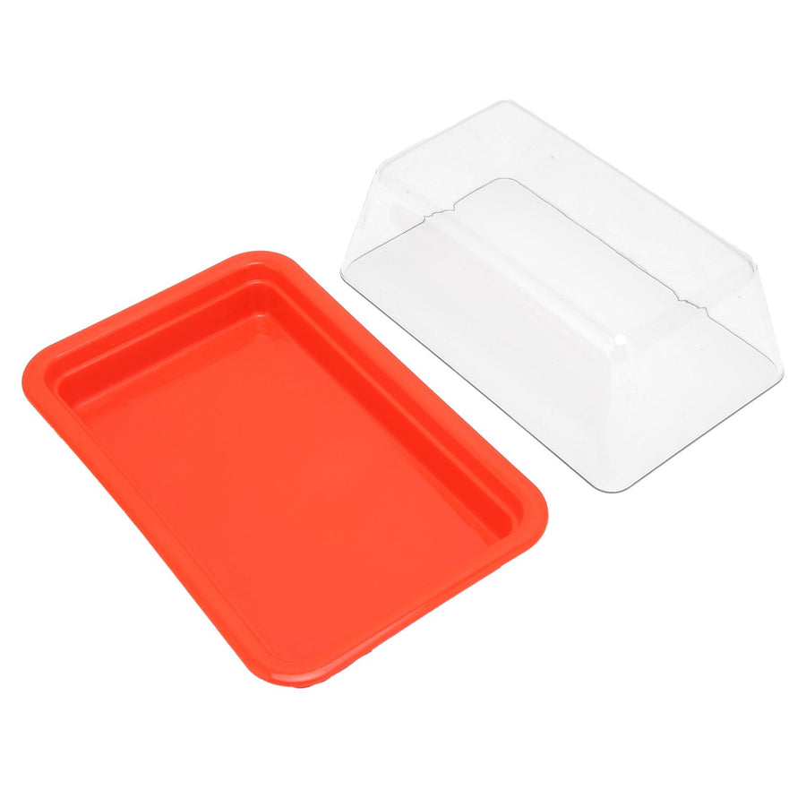 Quadrate Plastic Butter Storage Box Butter Cutter Cheese Container with Transparent LidRed
