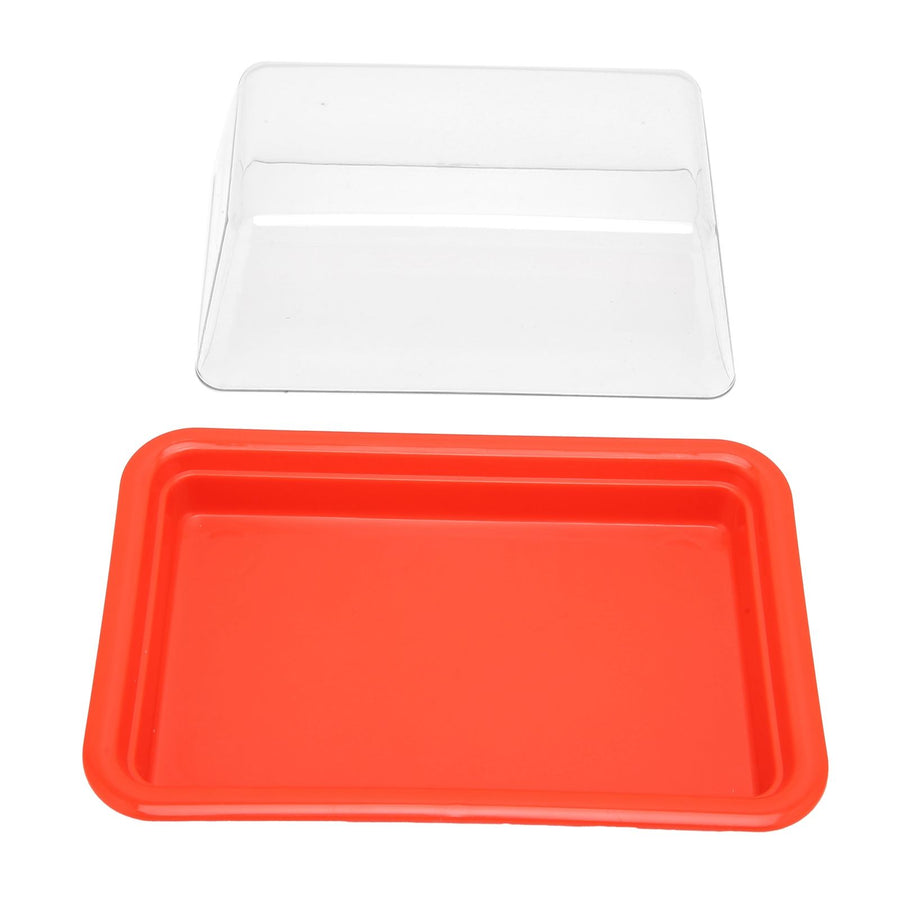 Quadrate Plastic Butter Storage Box Butter Cutter Cheese Container with Transparent LidRed