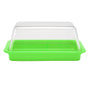 Quadrate Plastic Butter Storage Box Butter Cutter Cheese Container with Transparent LidGreen