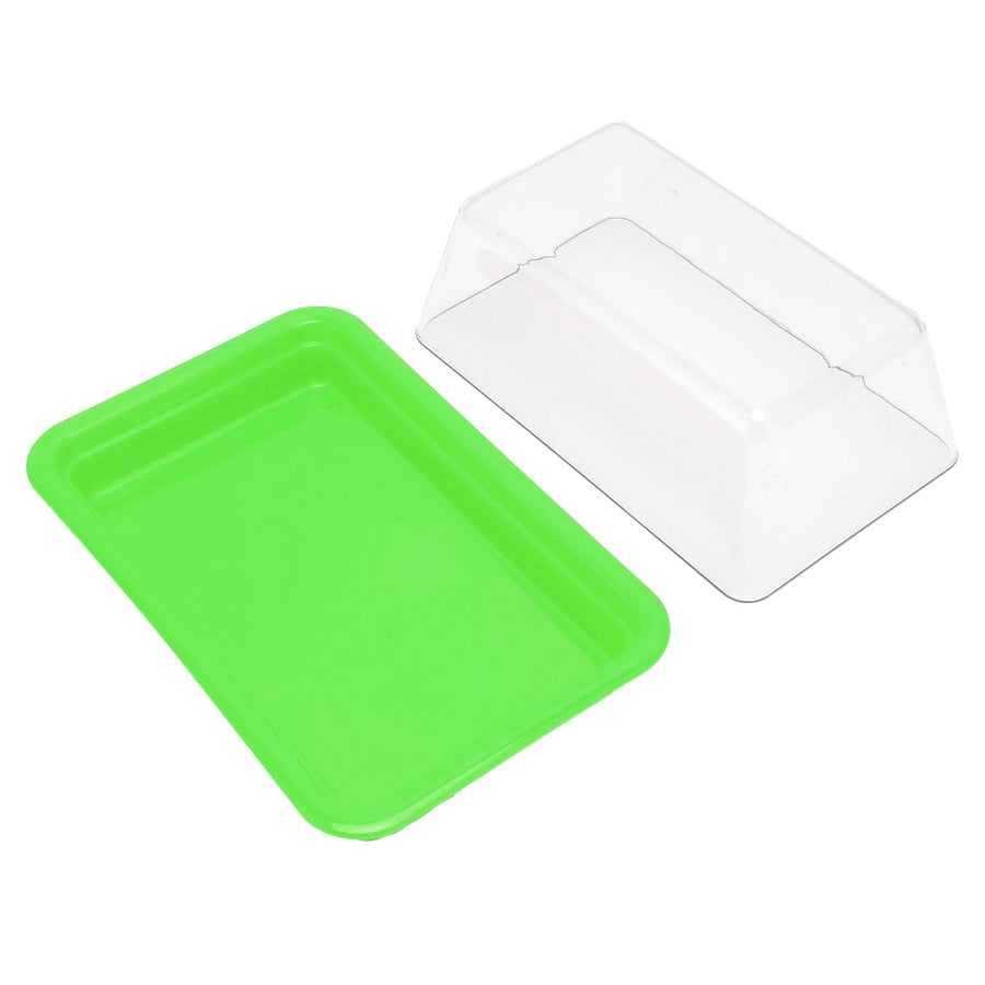 Quadrate Plastic Butter Storage Box Butter Cutter Cheese Container with Transparent LidGreen