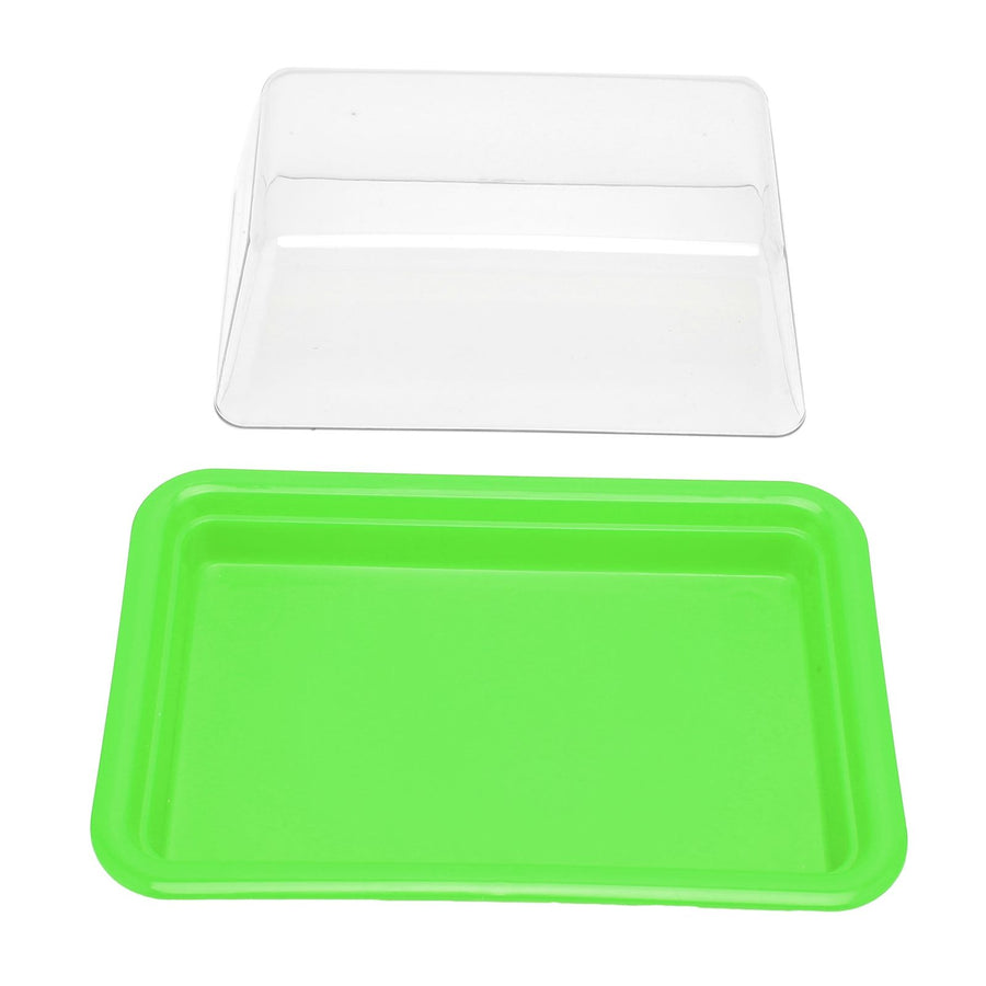 Quadrate Plastic Butter Storage Box Butter Cutter Cheese Container with Transparent LidGreen