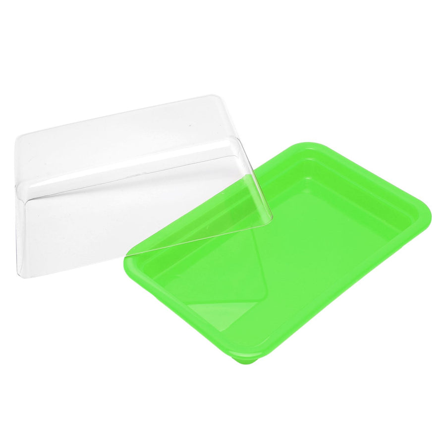 Quadrate Plastic Butter Storage Box Butter Cutter Cheese Container with Transparent LidGreen