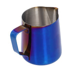 Stainless Steel Frothing Pitcher Milk Coffee Frothing Cup with Inner Scale Pointed Mouth Blue600ML (With Label)