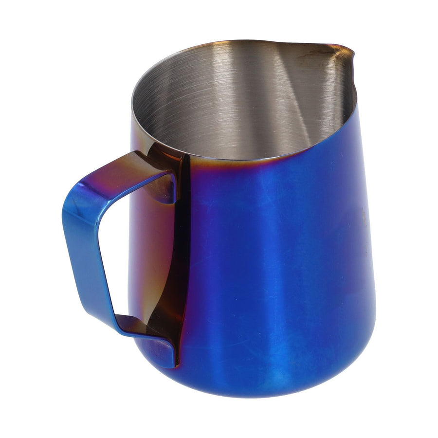 Stainless Steel Frothing Pitcher Milk Coffee Frothing Cup with Inner Scale Pointed Mouth Blue600ML (With Label)