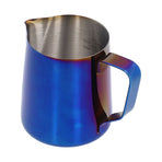 Stainless Steel Frothing Pitcher Milk Coffee Frothing Cup with Inner Scale Pointed Mouth Blue600ML (With Label)
